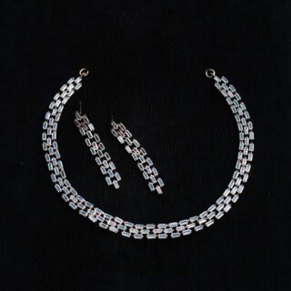 Rose Gold American Diamond Tube Necklace set(SG40392)