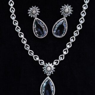 Crystal Pendant American Diamond  Necklace Set With Matching Earrings(SG40498)