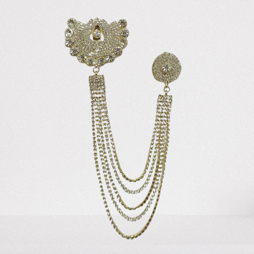 Golden Floral Brooch For Men & Women - Image 3