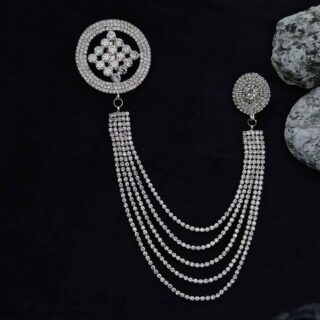 Round Stone Embedded Brooch For Men & Women