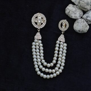 Round Pearl Brooch For Men & Women