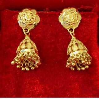1gm Gold Plated Flower Pattern Lightweight Jhumki For Women And Girls(SG25245)