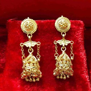 1gm Gold Plated Flower Pattern Lightweight Jhumki For Women And Girls(SG25280)