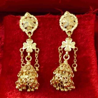 1gm Gold Plated Flower Pattern Lightweight Jhumki For Women And Girls(SG25281)
