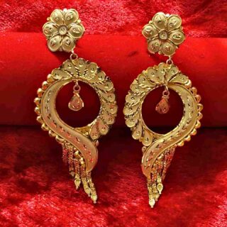 1gm Real Gold Plated Flower Pattern Lightweight Earrings For Women And Girls(SG25350)