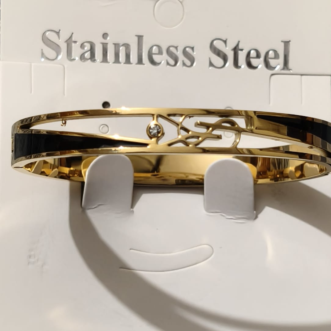 Black Gold-Plated AD Bangle-Style Anti Tarnish Bracelet (SG20161) - Image 2