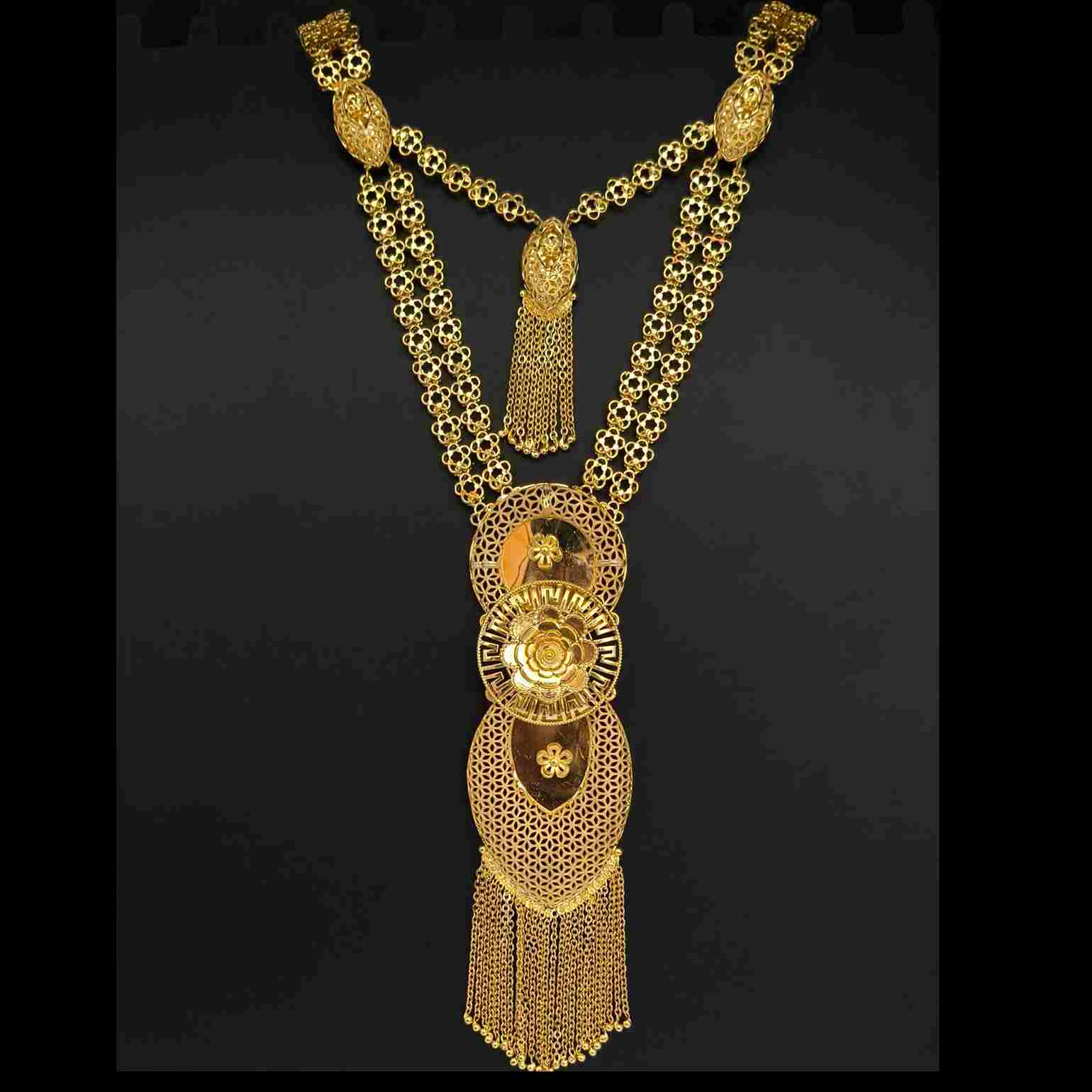 Gold Plated Flower Double Layer Unique Rani Haar With Matching Earrings (SG252030) - Image 4