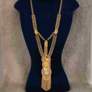 Gold Plated Flower Double Layer Unique Rani Haar With Matching Earrings (SG252030)