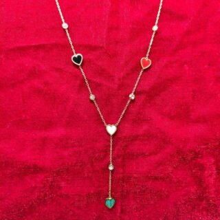 Multi Color Heart Gold Plated Stainless Steel Luxury Anti Tarnish Round Chain For Girls (SG20140)