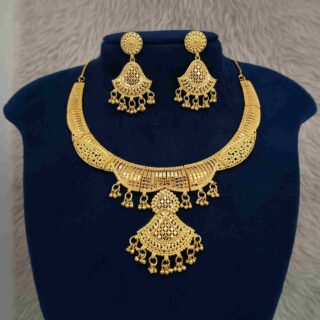 Real Gold Plated Necklace Set With Matching Earrings – Rajasthani Design(SG251050)
