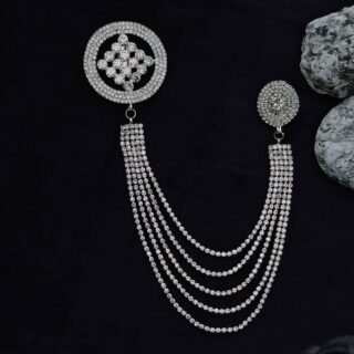 Round Stone Embedded Brooch For Men & Women