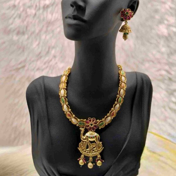 Rajasthani Style Gold Plated Necklace With Camel Pendant (SG35570) - Image 2