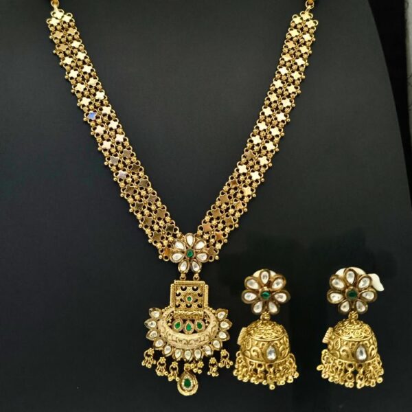 Flower Chain Gold Plated Rani Haar With Matching Jhumka (SG351595) - Image 2
