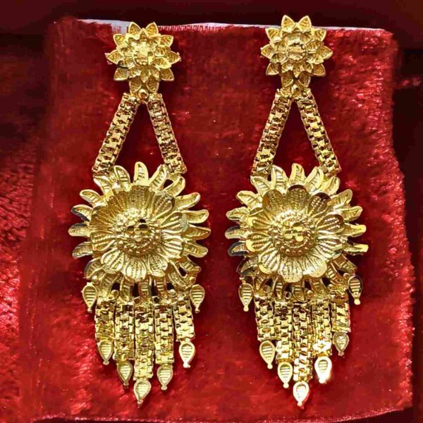 Forming Gold Flower Pattern Lightweight Earrings Combo For Women And Girls(SG25175) - Image 2