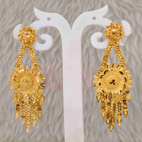 Forming Gold Flower Pattern Lightweight Earrings Combo For Women And Girls(SG25175) - Image 3