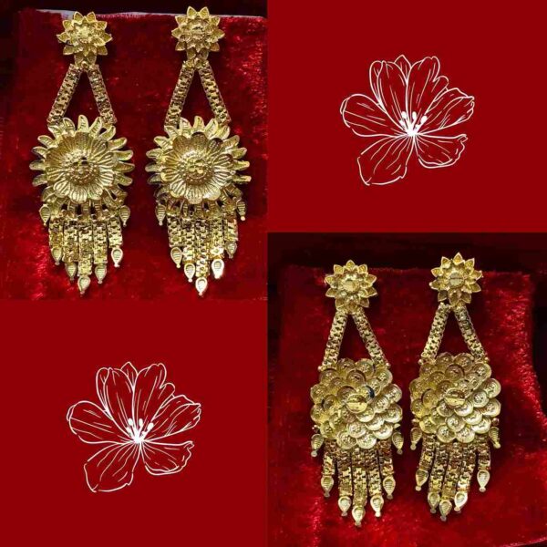 Forming Gold Flower Pattern Lightweight Earrings Combo For Women And Girls(SG25175)