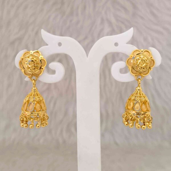 Forming Gold Flower Pattern Lightweight Jhumki For Women And Girls(SG25245) - Image 2