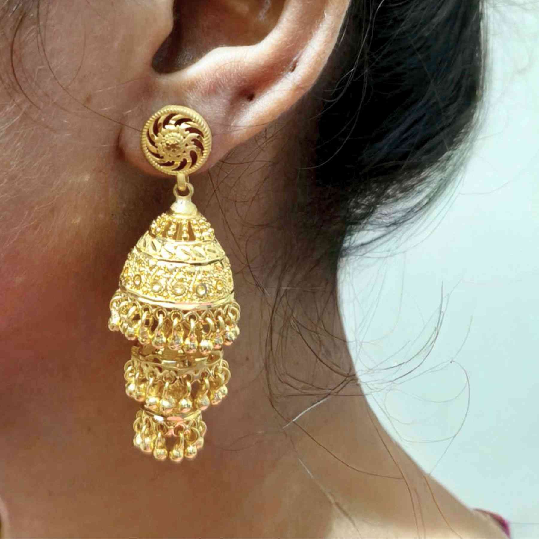 Forming Gold Jhumar Pattern Lightweight Jhumka For Women And Girls(SG30630) 2 Forming Gold Jhumar Pattern Lightweight Jhumka For Women And Girls(SG30630) - Image 2