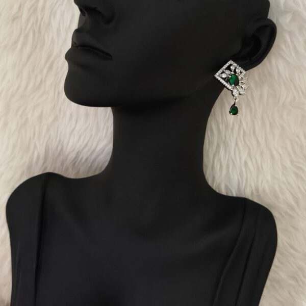 Antique Aqua American Diamond Pendant With Matching Earrings (SG4003) - Image 4