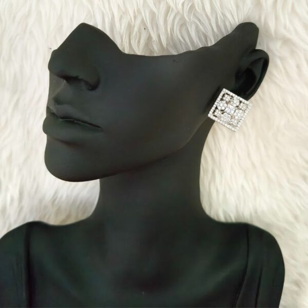 Aqua Crystal Square Luxury American Diamond Pendant With Matching Earrings (SG1204) - Image 2