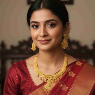 Forming Gold Necklace Set With Matching Earrings – Rajasthani Design(SG251050)