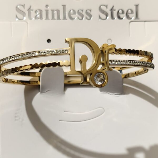 Gold-Plated AD Bangle-Style Dr Anti Tarnish Bracelet (SG20162) - Image 2