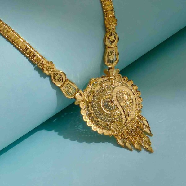 Gold Plated Antique Long Rani Haar With Matching Earrings (SG251365) - Image 3