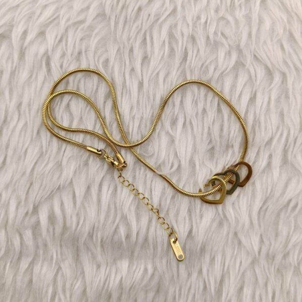Heart Gold Plated Stainless Steel Luxury Anti Tarnish Round Chain For Girls (SG20115) - Image 2