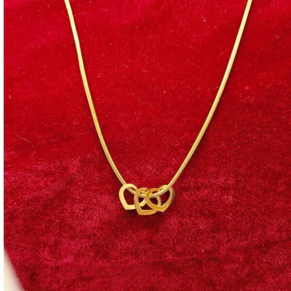 Heart Gold Plated Stainless Steel Luxury Anti Tarnish Round Chain For Girls (SG20115)