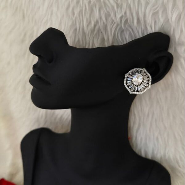 Luxury Aqua Crystal American Diamond Pendant With Matching Earrings (SG50204) - Image 2