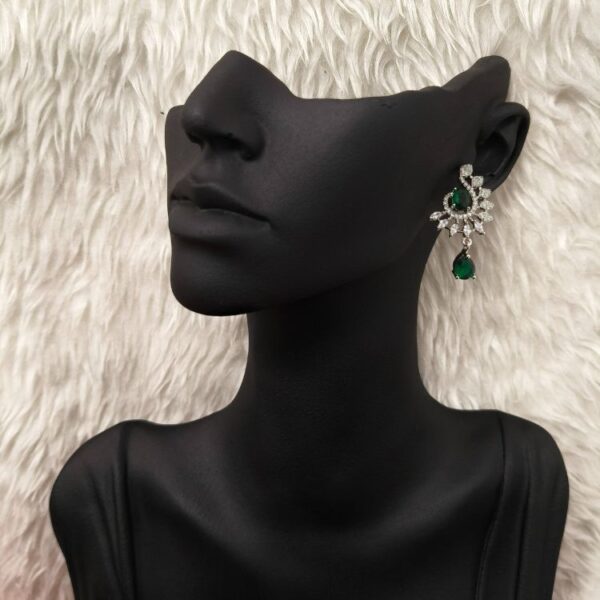 Luxury Aqua Green American Diamond Pendant With Matching Earrings (SG4002) - Image 3
