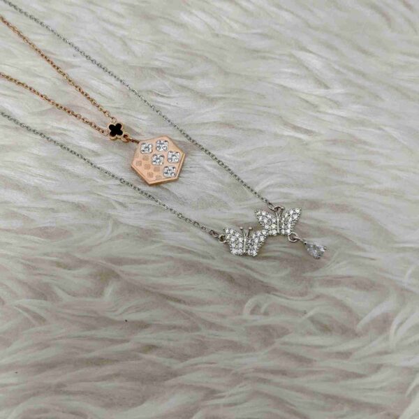 Rose Gold And Silver Anti Tarnish Chain Combo Set (SG91520) - Image 2