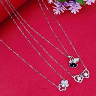 Silver Anti Tarnish Chain Combo Set – Heart Design (SG91499)