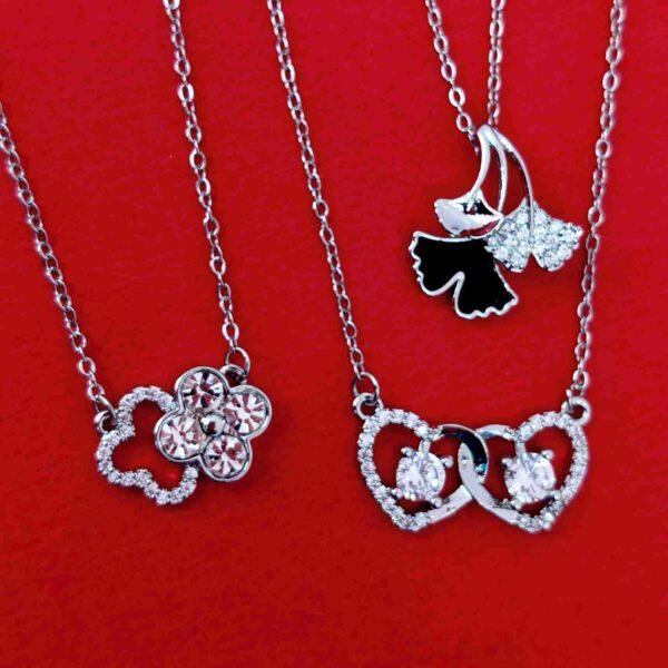 Silver Anti Tarnish Chain Combo Set – Heart Design (SG91499) - Image 2