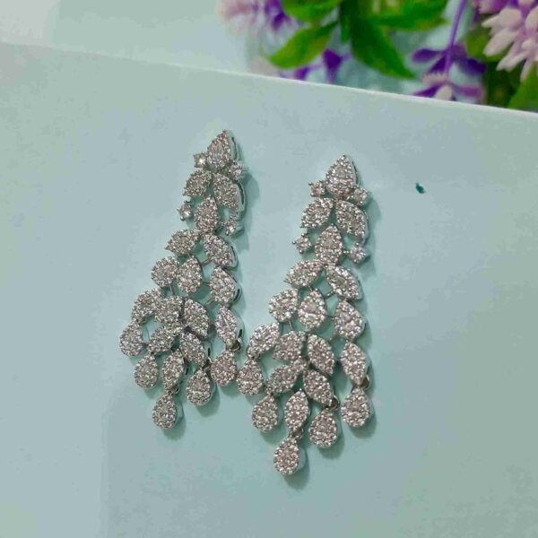 Silver Flower Design Micro American Diamond Necklace Set (SG2031) - Image 3