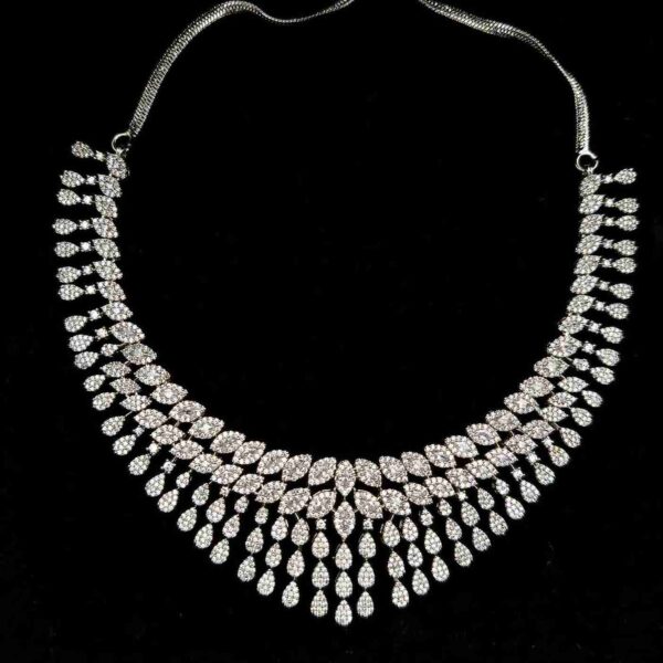 Silver LuxDrop Designer American Diamond Necklace Set (SG2005) - Image 2