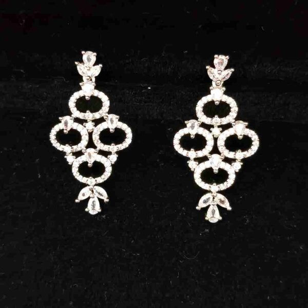 Natural White Flower Design American Diamond Necklace Set With Matching Earrings (SG40412) - Image 4