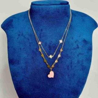 Pink Rose Gold Designer Double Layer Anti-tarnish Chain (SG91449)