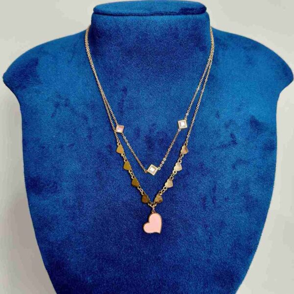 Pink Rose Gold Designer Double Layer Anti-tarnish Chain (SG91449)