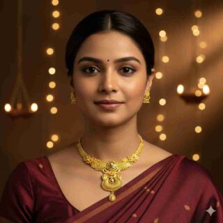 Exquisite Forming Gold Necklace Set with Matching Earrings (SG25776)