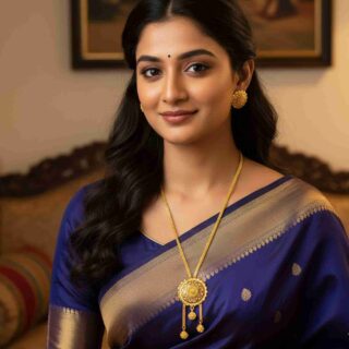 Flower Design Forming Gold Long Chain Necklace Set with Matching Earrings (SG25720)