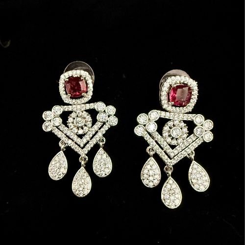 Ruby Red AAA Star Cut American Diamond Necklace Set With Matching Earrings (SG3015) 3 Ruby Red AAA Star Cut American Diamond Necklace Set With Matching Earrings (SG3015) - Image 3