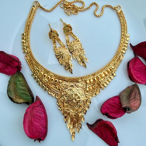 Suryakanti Forming Gold Necklace Set with Matching Earrings (SG25568) 2 Suryakanti Forming Gold Necklace Set with Matching Earrings (SG25568) - Image 2