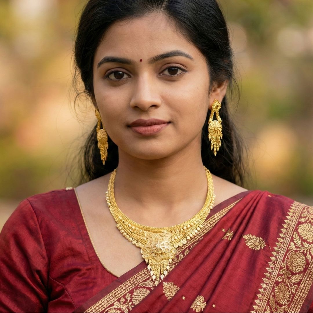 Suryakanti Forming Gold Necklace Set with Matching Earrings (SG25568) 1 Suryakanti Forming Gold Necklace Set with Matching Earrings (SG25568)